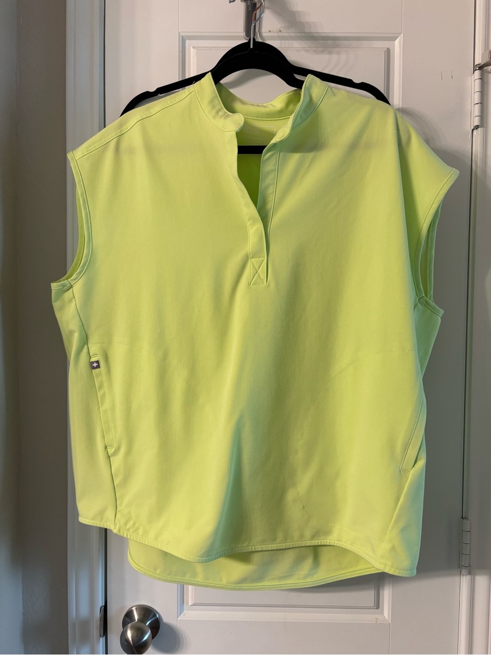 Figs Neon Yellow Sleeveless Split-Neck Tank